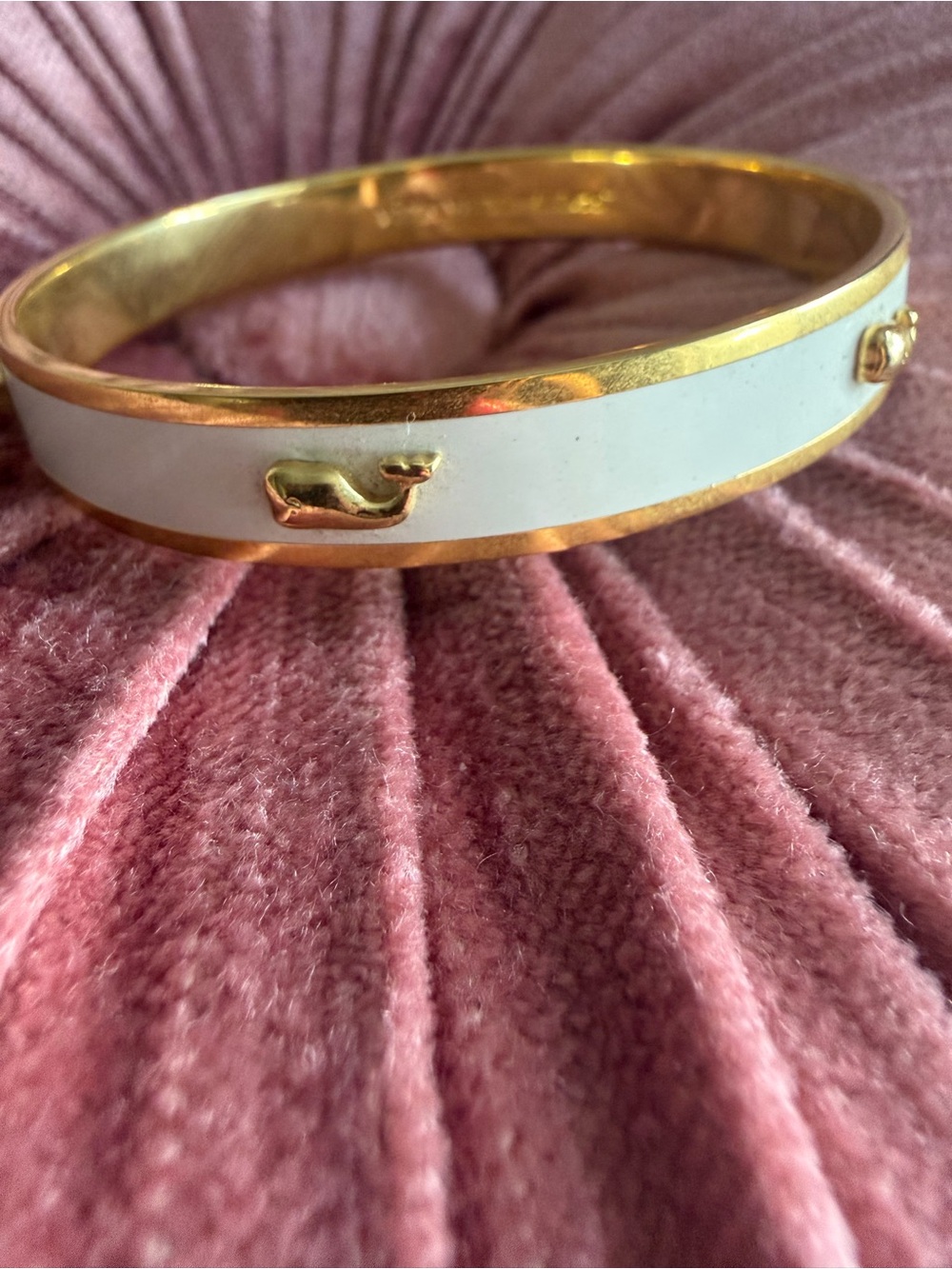Gold & White Vineyard Vines Whale Accent Bangle Bracelet - Women Jewelry